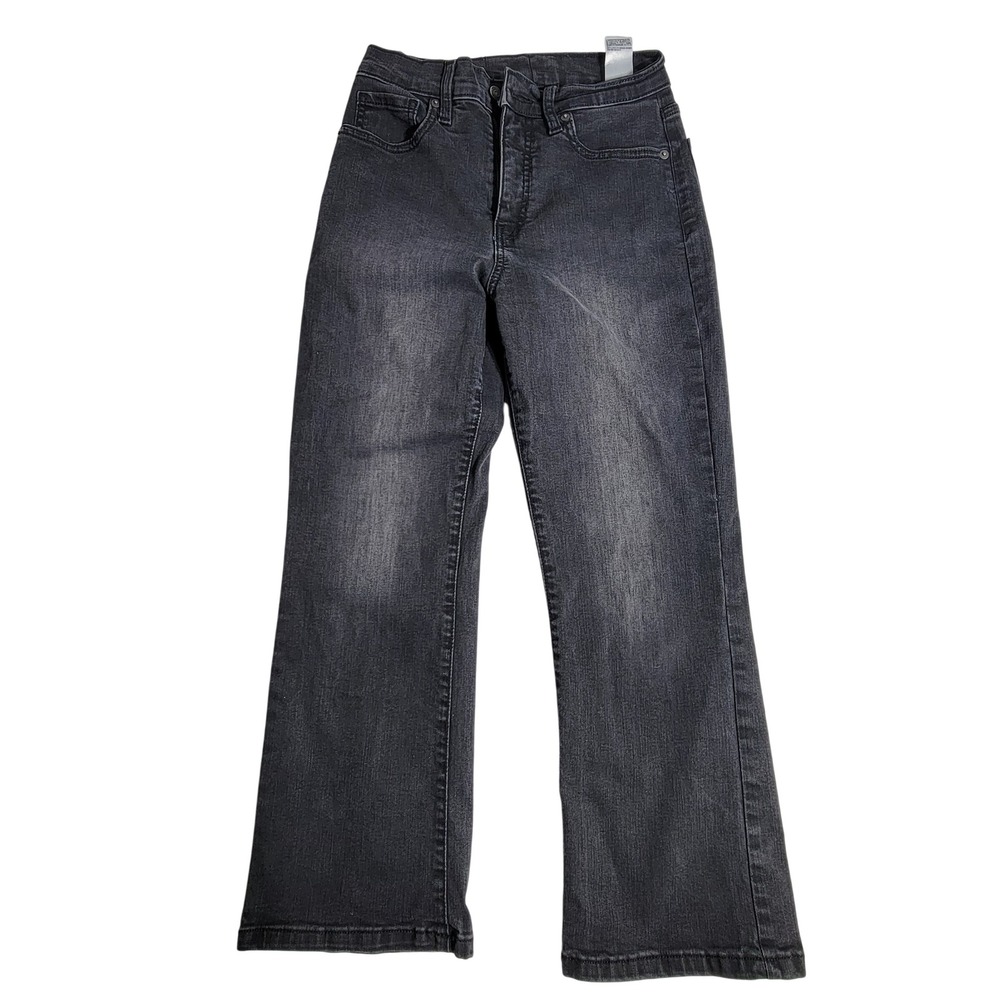 Banana Republic Womens Petite Kick Flare Jeans Faded Black Stretch 27/4P